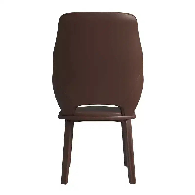 Chaise de salle à manger en cuir Vivara Collection avec base en bois d'hévéa et assise et dossier rembourrés, chaise d'appoint moderne pour salles à manger