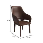 Chaise de salle à manger en cuir Vivara Collection avec base en bois d'hévéa et assise et dossier rembourrés, chaise d'appoint moderne pour salles à manger