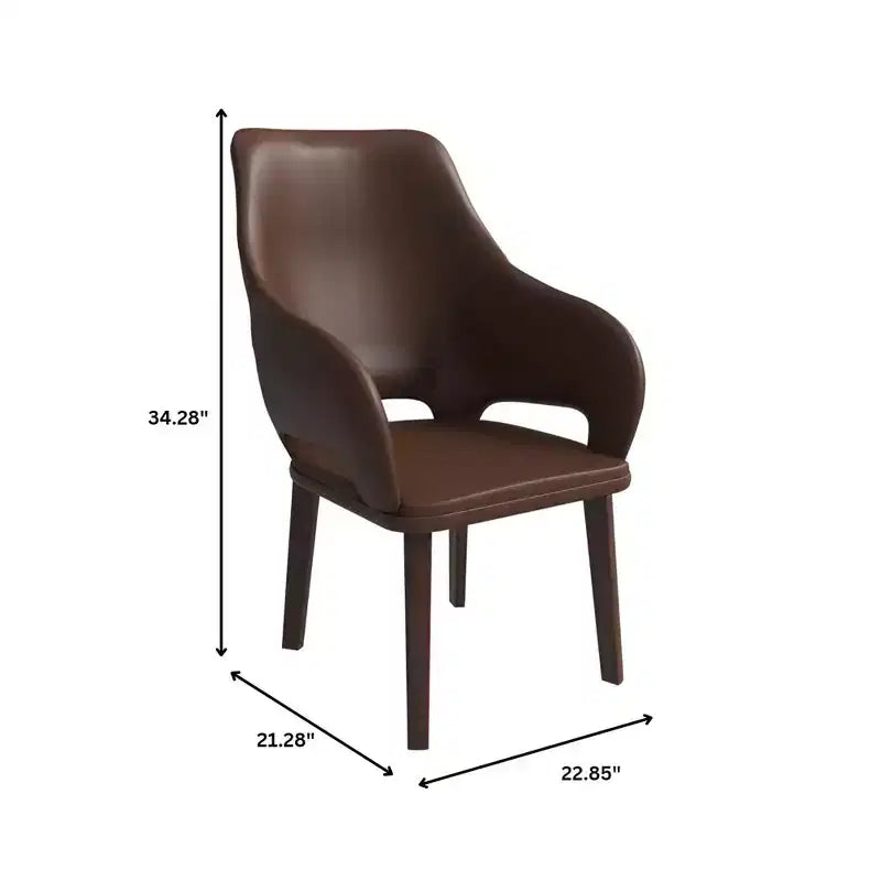 Chaise de salle à manger en cuir Vivara Collection avec base en bois d'hévéa et assise et dossier rembourrés, chaise d'appoint moderne pour salles à manger