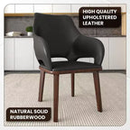 Chaise de salle à manger en cuir Vivara Collection avec base en bois d'hévéa et assise et dossier rembourrés, chaise d'appoint moderne pour salles à manger