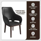 Chaise de salle à manger en cuir Vivara Collection avec base en bois d'hévéa et assise et dossier rembourrés, chaise d'appoint moderne pour salles à manger
