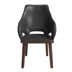 Chaise de salle à manger en cuir Vivara Collection avec base en bois d'hévéa et assise et dossier rembourrés, chaise d'appoint moderne pour salles à manger