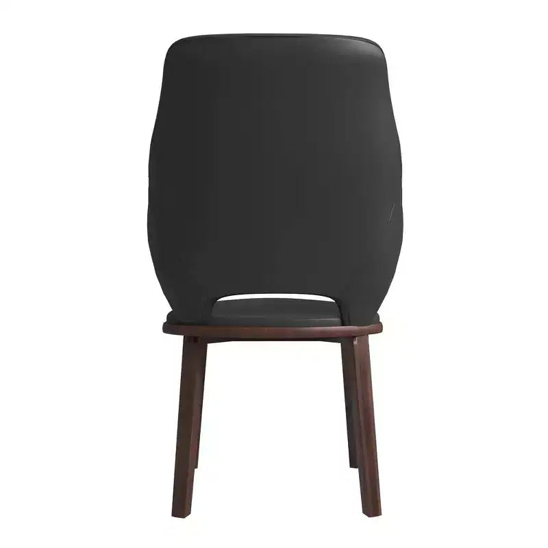Chaise de salle à manger en cuir Vivara Collection avec base en bois d'hévéa et assise et dossier rembourrés, chaise d'appoint moderne pour salles à manger