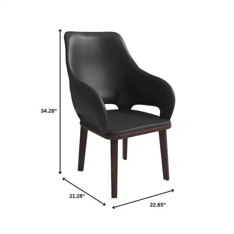 Chaise de salle à manger en cuir Vivara Collection avec base en bois d'hévéa et assise et dossier rembourrés, chaise d'appoint moderne pour salles à manger