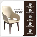 Chaise de salle à manger en cuir Vivara Collection avec base en bois d'hévéa et assise et dossier rembourrés, chaise d'appoint moderne pour salles à manger