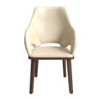 Chaise de salle à manger en cuir Vivara Collection avec base en bois d'hévéa et assise et dossier rembourrés, chaise d'appoint moderne pour salles à manger