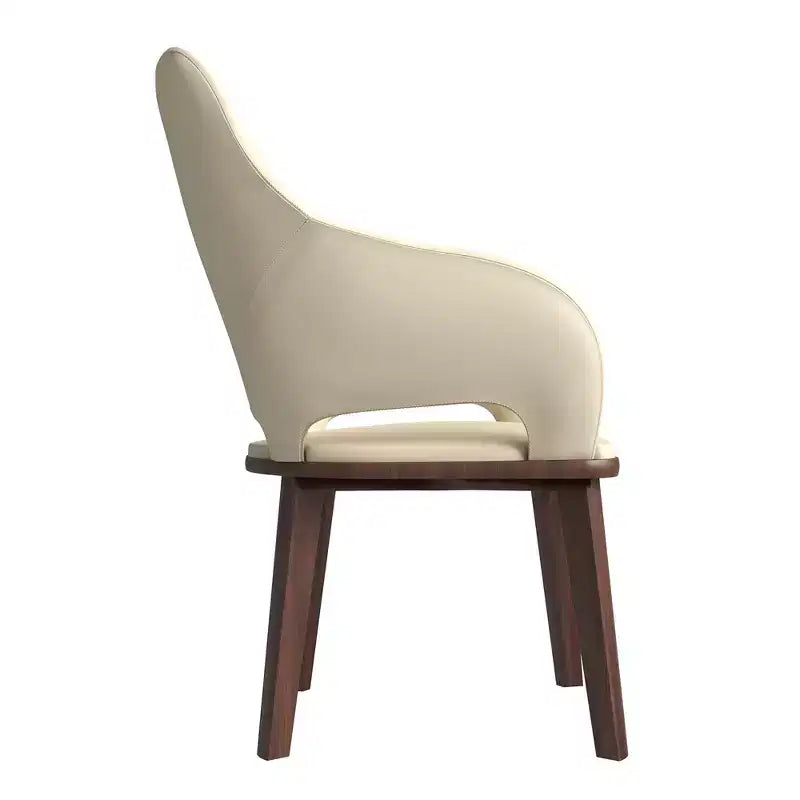 Chaise de salle à manger en cuir Vivara Collection avec base en bois d'hévéa et assise et dossier rembourrés, chaise d'appoint moderne pour salles à manger