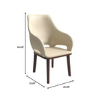 Chaise de salle à manger en cuir Vivara Collection avec base en bois d'hévéa et assise et dossier rembourrés, chaise d'appoint moderne pour salles à manger