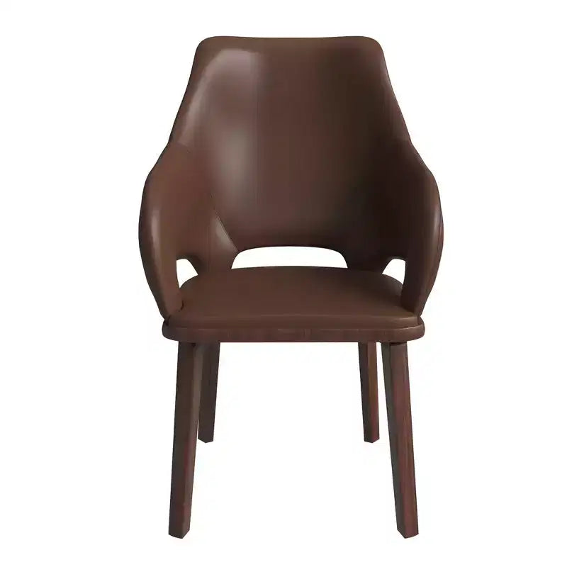 Chaise de salle à manger en cuir Vivara Collection avec base en bois d'hévéa et assise et dossier rembourrés, chaise d'appoint moderne pour salles à manger
