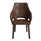 Chaise de salle à manger en cuir Vivara Collection avec base en bois d'hévéa et assise et dossier rembourrés, chaise d'appoint moderne pour salles à manger