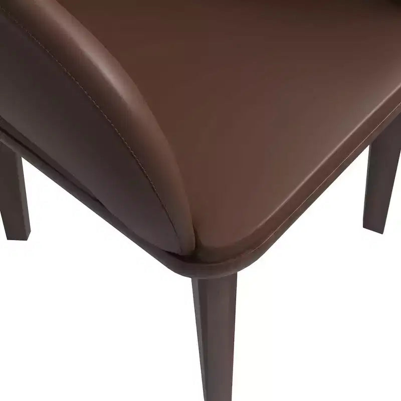 Chaise de salle à manger en cuir Vivara Collection avec base en bois d'hévéa et assise et dossier rembourrés, chaise d'appoint moderne pour salles à manger