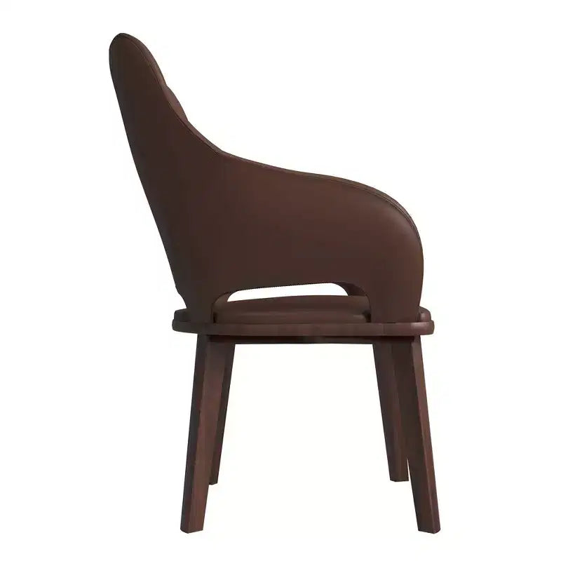 Chaise de salle à manger en cuir Vivara Collection avec base en bois d'hévéa et assise et dossier rembourrés, chaise d'appoint moderne pour salles à manger