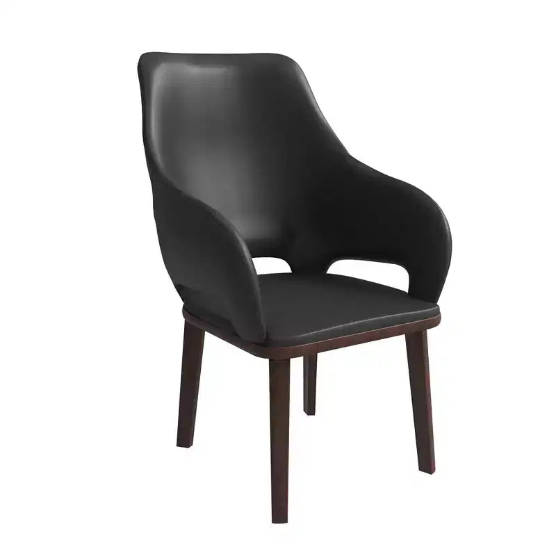 Chaise de salle à manger en cuir Vivara Collection avec base en bois d'hévéa et assise et dossier rembourrés, chaise d'appoint moderne pour salles à manger
