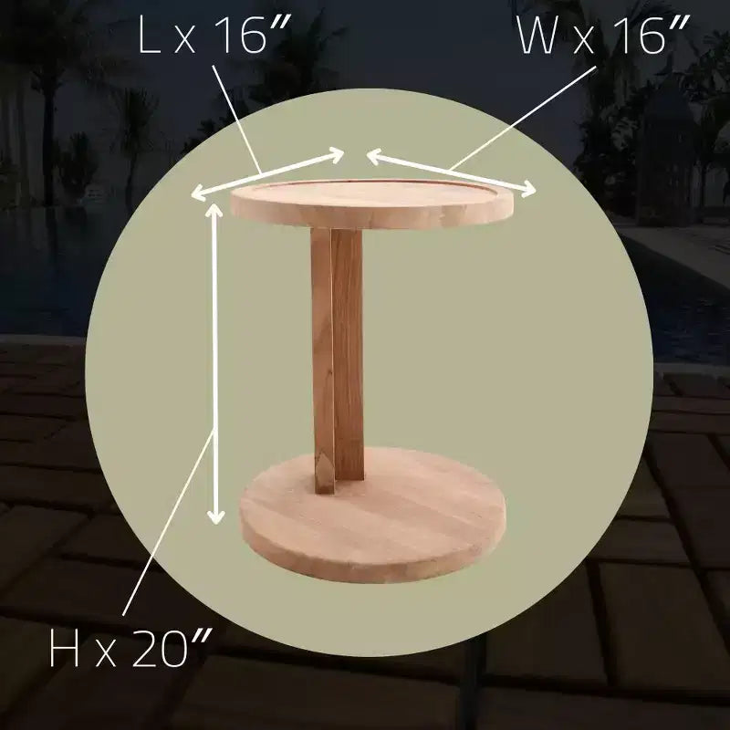Table d'appoint en teck naturel nordique en forme de C - Beige