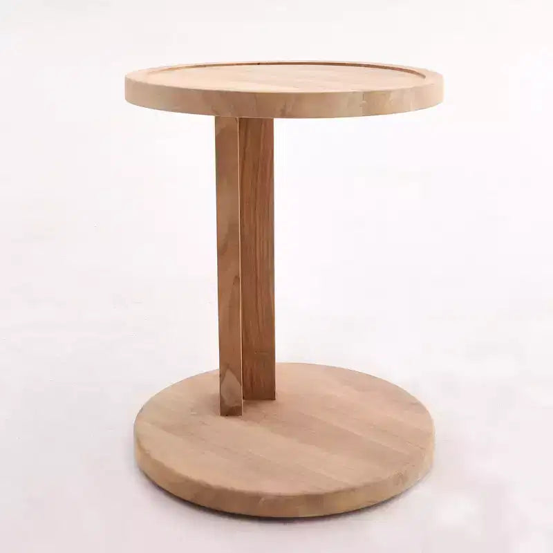 Table d'appoint en teck naturel nordique en forme de C - Beige