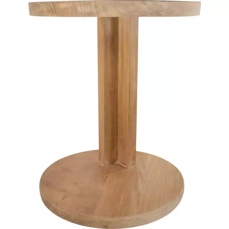 Table d'appoint en teck naturel nordique en forme de C - Beige