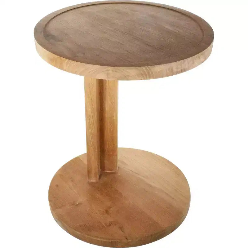 Table d'appoint en teck naturel nordique en forme de C - Beige
