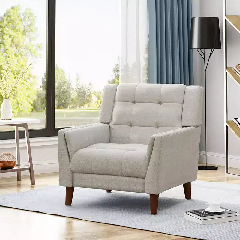 Fauteuil moderne, fauteuil d'appoint, fauteuil rembourré capitonné avec pieds fuselés en bois, 30,50'' x 31,50'' x 32,50'' (0,77 x 0,80 x 0,83 m)