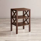 Jofran, Table d'appoint moderne rustique en bois massif X-Side avec deux étagères, Rouge