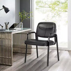 JIONJOY Chaise de bureau noire pour visiteurs, chaises de salle d'attente en cuir | Noir