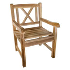 Chaise de salle à manger d'extérieur en teck naturel nordique avec accoudoirs - Beige