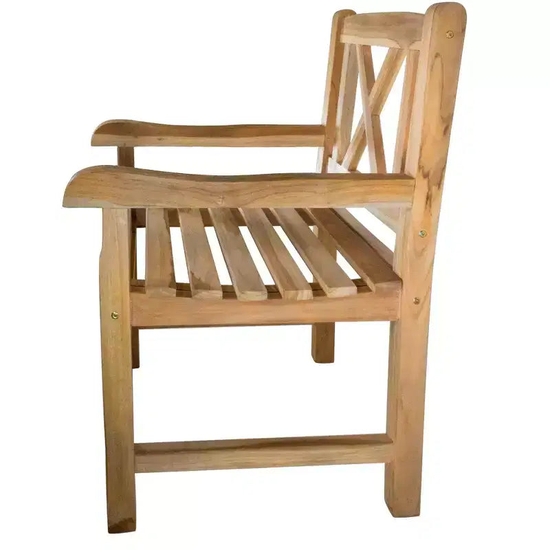 Chaise de salle à manger d'extérieur en teck naturel nordique avec accoudoirs - Beige