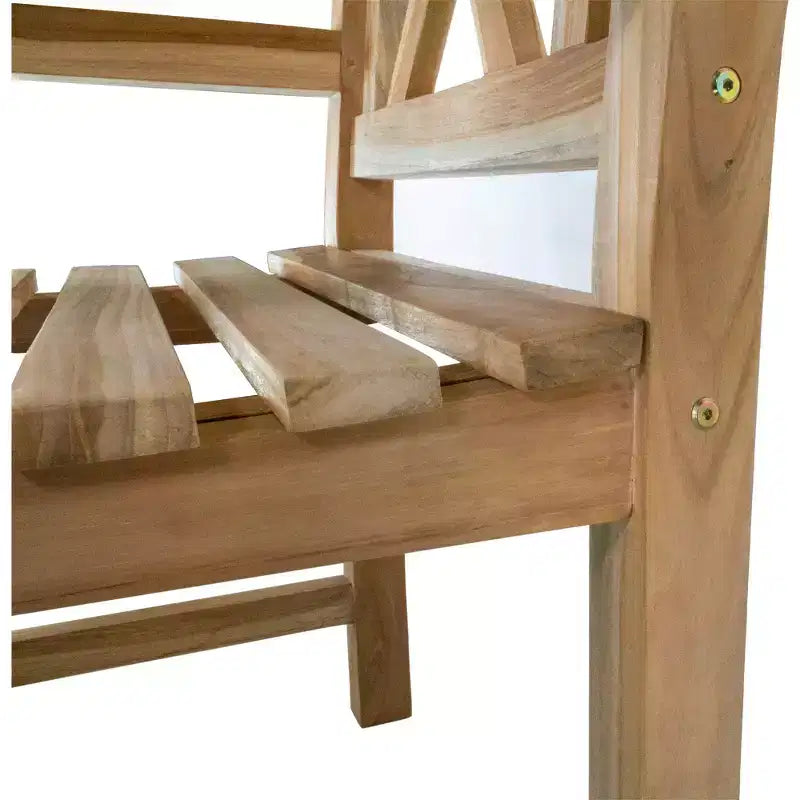 Chaise de salle à manger d'extérieur en teck naturel nordique avec accoudoirs - Beige