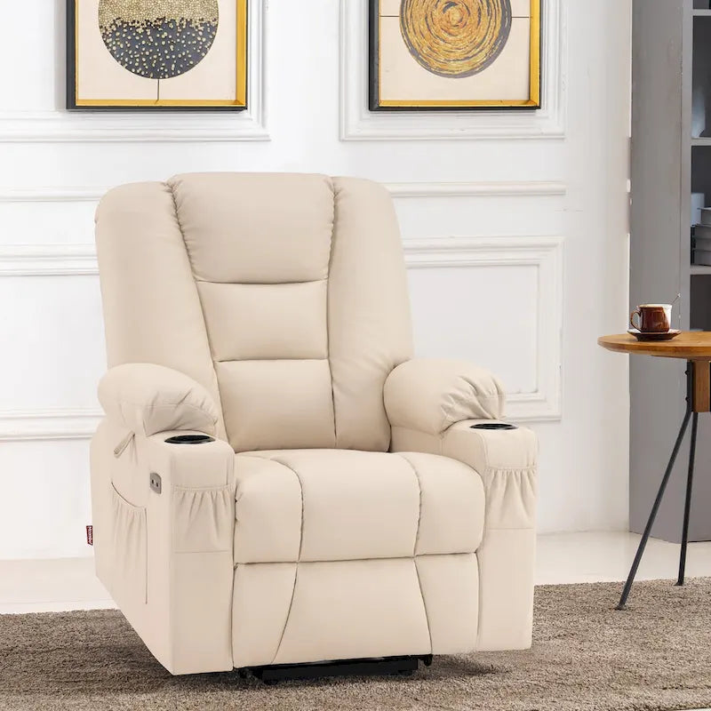 Fauteuil inclinable compact électrique, massant et chauffant (spécialement conçu pour les personnes âgées de petite taille)