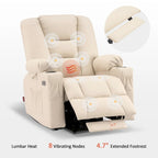 Fauteuil inclinable compact électrique, massant et chauffant (spécialement conçu pour les personnes âgées de petite taille)