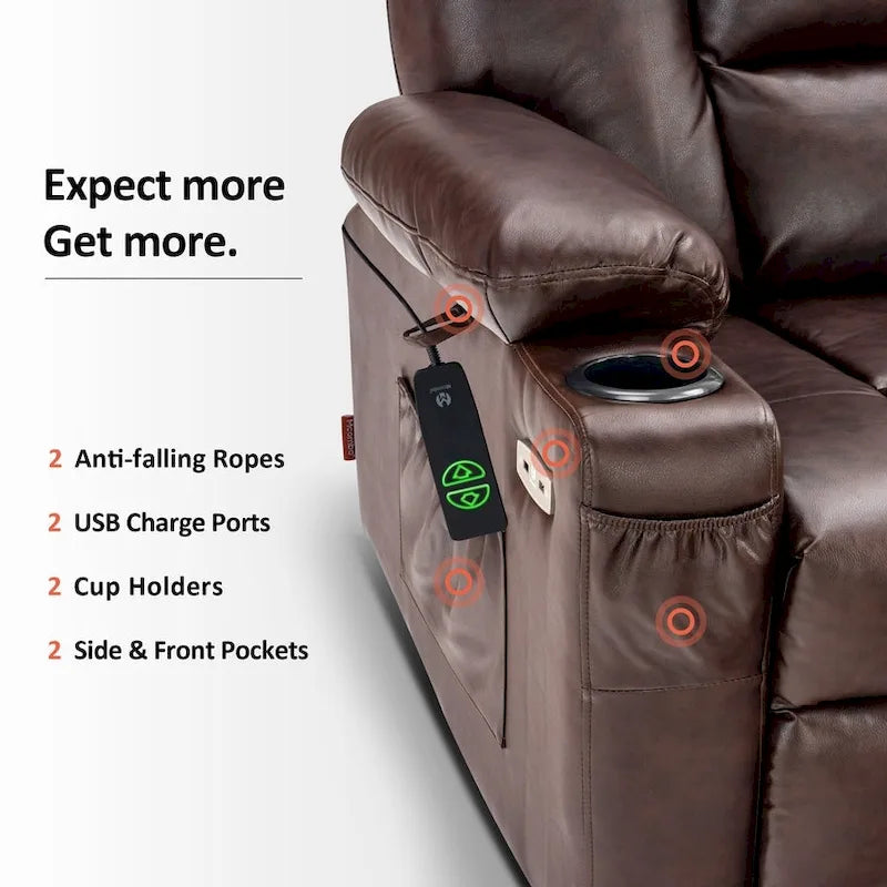 Fauteuil inclinable compact électrique, massant et chauffant (spécialement conçu pour les personnes âgées de petite taille)