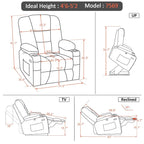 Fauteuil inclinable compact électrique, massant et chauffant (spécialement conçu pour les personnes âgées de petite taille)