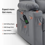 Fauteuil inclinable compact électrique, massant et chauffant (spécialement conçu pour les personnes âgées de petite taille)