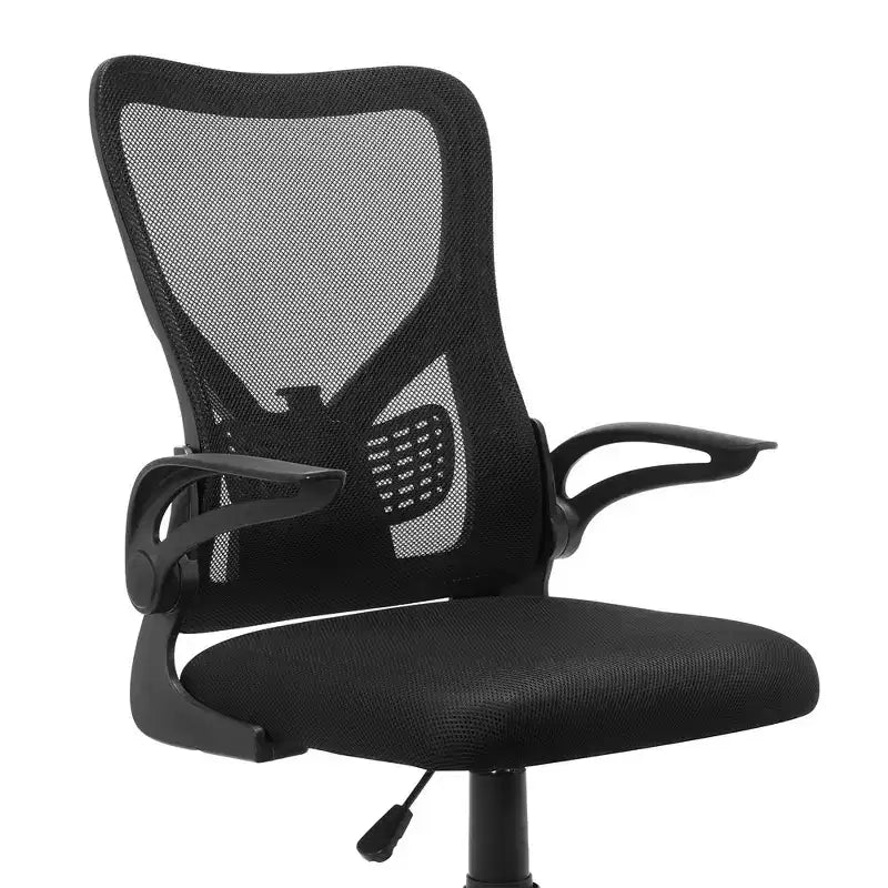 Chaise de bureau VECELO avec dossier mi-haut en maille, hauteur et soutien lombaire réglables, chaise d'ordinateur ergonomique pour la maison/le bureau/le travail, Noir