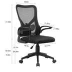 Chaise de bureau VECELO avec dossier mi-haut en maille, hauteur et soutien lombaire réglables, chaise d'ordinateur ergonomique pour la maison/le bureau/le travail, Noir
