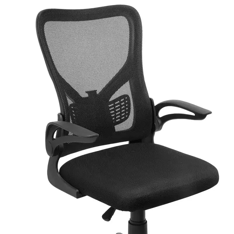 Chaise de bureau VECELO avec dossier mi-haut en maille, hauteur et soutien lombaire réglables, chaise d'ordinateur ergonomique pour la maison/le bureau/le travail, Noir