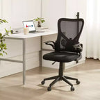 Chaise de bureau VECELO avec dossier mi-haut en maille, hauteur et soutien lombaire réglables, chaise d'ordinateur ergonomique pour la maison/le bureau/le travail, Noir