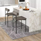 Lot de 2 tabourets de bar Costway 26 avec coussin rembourré et dossier, repose-pieds marron/gris