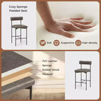 Lot de 2 tabourets de bar Costway 26 avec coussin rembourré et dossier, repose-pieds marron/gris