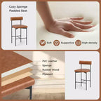 Lot de 2 tabourets de bar Costway 26 avec coussin rembourré et dossier, repose-pieds marron/gris