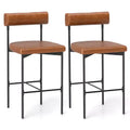 Costway 26 Upholstered Bar Stools Set of 2 with Padded Cushion & Backrest Footrest Brown/Gray