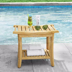 Banc de douche en bambou avec étagères de rangement, capacité de 150 kg, imperméable