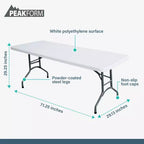 Table de banquet polyvalente Peakform, pliante, légère, durable, avec base sécurisée, pour événements intérieurs et extérieurs, 1,80 m, blanche