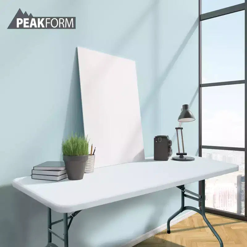 Table de banquet polyvalente Peakform, pliante, légère, durable, avec base sécurisée, pour événements intérieurs et extérieurs, 1,80 m, blanche