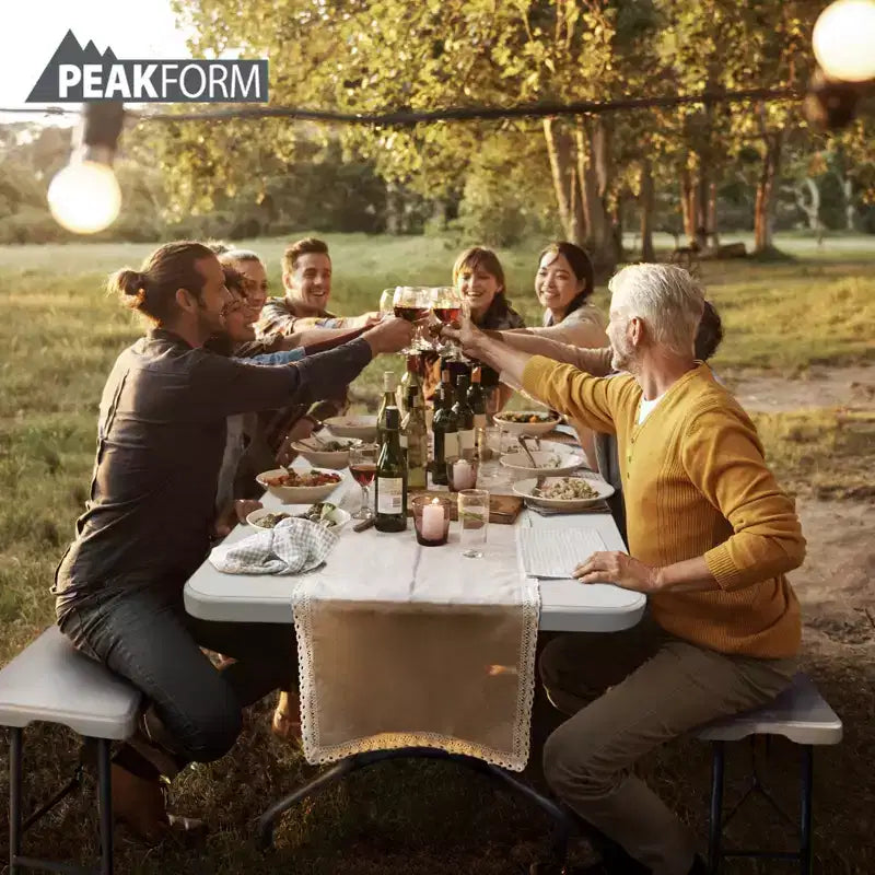 Table de banquet polyvalente Peakform, pliante, légère, durable, avec base sécurisée, pour événements intérieurs et extérieurs, 1,80 m, blanche