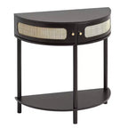 Rattan Console Table with 2 Storage Compartments and Anti-Tip Design