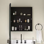 Armoire de toilette Emma et Oliver Jackie à cadre métallique avec design encastré réversible et miroir biseauté et arrondi