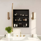 Armoire à pharmacie de salle de bain encastrée Flash Furniture Jolie avec miroir biseauté arrondi et cadre en métal réversible