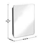 Armoire à pharmacie de salle de bain encastrée Flash Furniture Jolie avec miroir biseauté arrondi et cadre en métal réversible