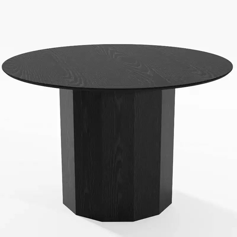 Table de salle à manger ronde Dovelina de style Mid-Century, table de cuisine en bois, table de salle à manger pour 4 personnes - Noir