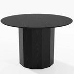 Table de salle à manger ronde Dovelina de style Mid-Century, table de cuisine en bois, table de salle à manger pour 4 personnes - Noir